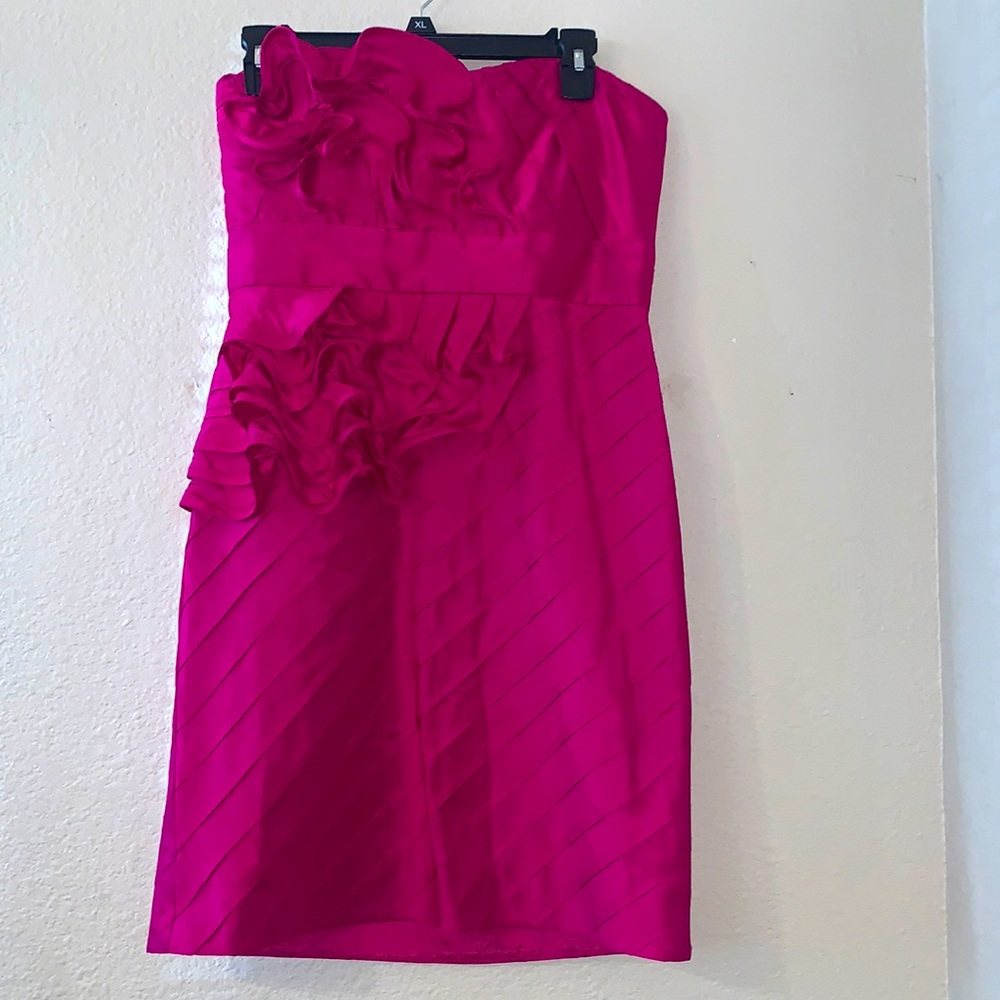 Phoebe Couture Strapless Pink Dress with Ruffles